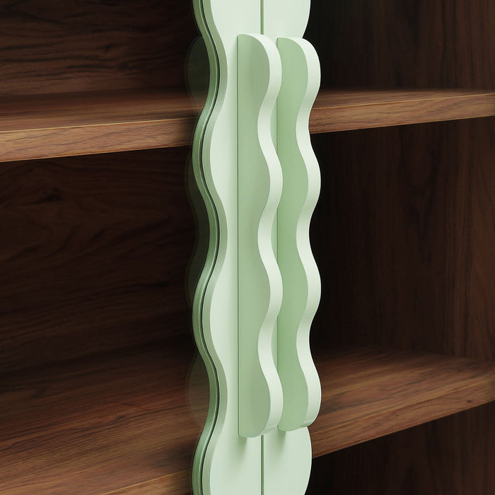 Modway Rory 76 Inch Arched Display Cabinet in Sage Walnut - lifestyle view 12