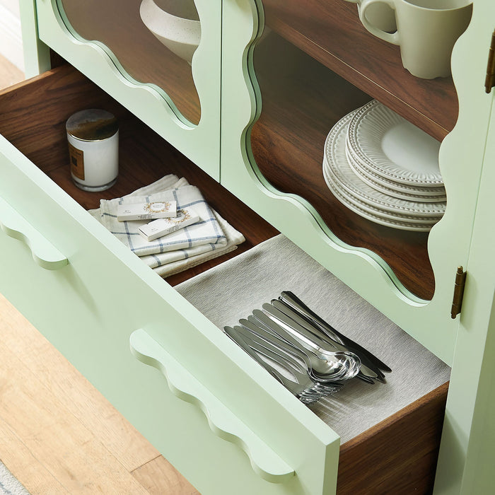 Modway Rory 76 Inch Arched Display Cabinet in Sage Walnut - lifestyle view 14