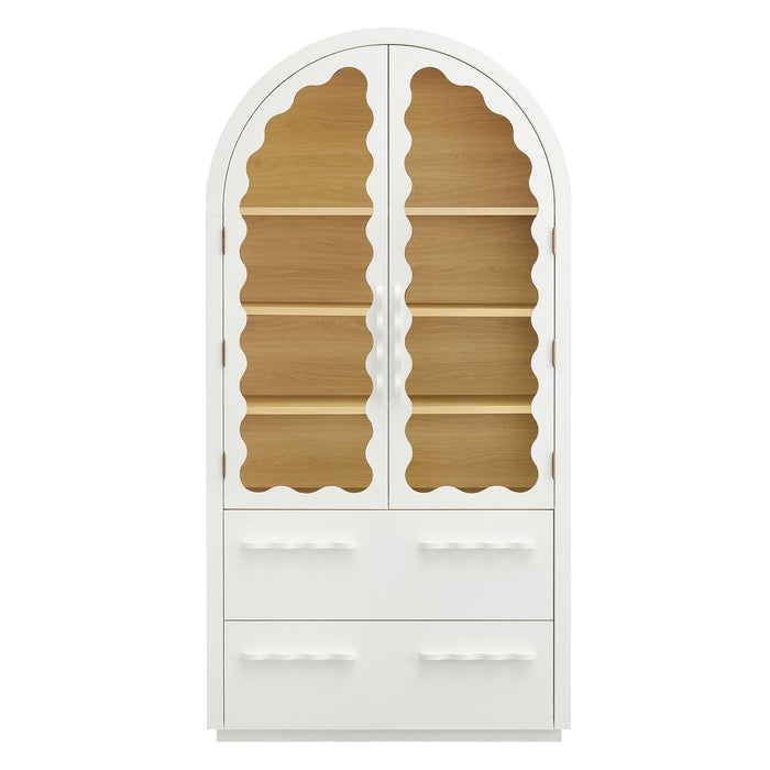 Modway Rory 76 Inch Arched Display Cabinet in White Oak - side view