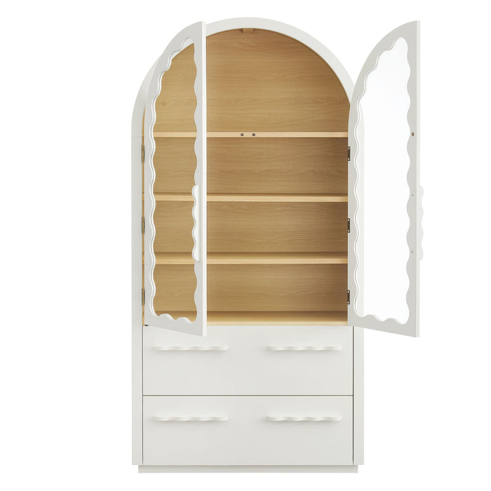 Modway Rory 76 Inch Arched Display Cabinet in White Oak - detail view
