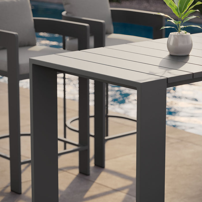 Tahoe 59 Inch Rectangle Outdoor Aluminum Bar Table Gray