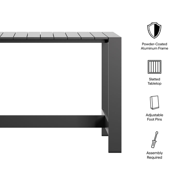 Tahoe 59 Inch Rectangle Outdoor Aluminum Bar Table Gray