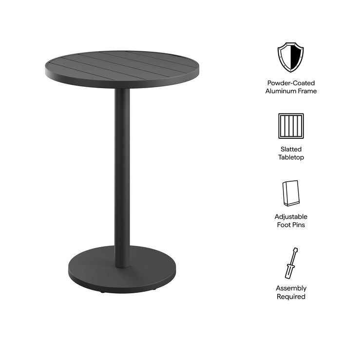 Tahoe 31 Inch Round Outdoor Aluminum Bar Table Gray