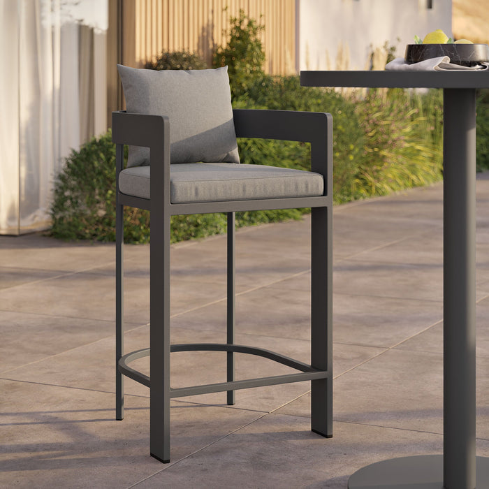 Tahoe Outdoor Patio Aluminum Bar Chair Gray