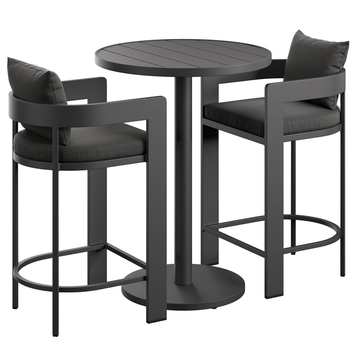 Tahoe 3-Piece Outdoor Aluminum Bar Set Charcoal