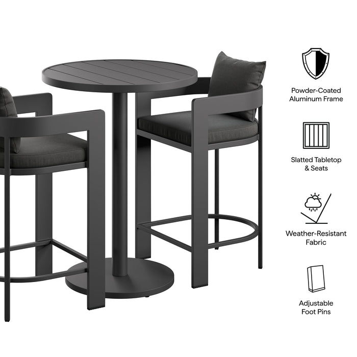 Tahoe 3-Piece Outdoor Aluminum Bar Set Charcoal