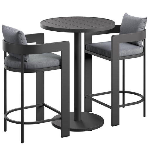 Tahoe 3-Piece Outdoor Aluminum Bar Set Gray