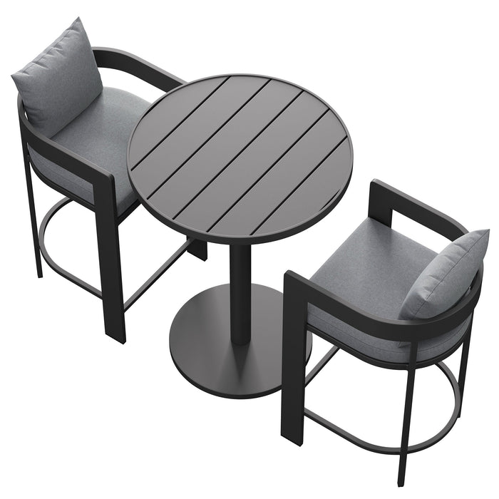 Tahoe 3-Piece Outdoor Aluminum Bar Set Gray