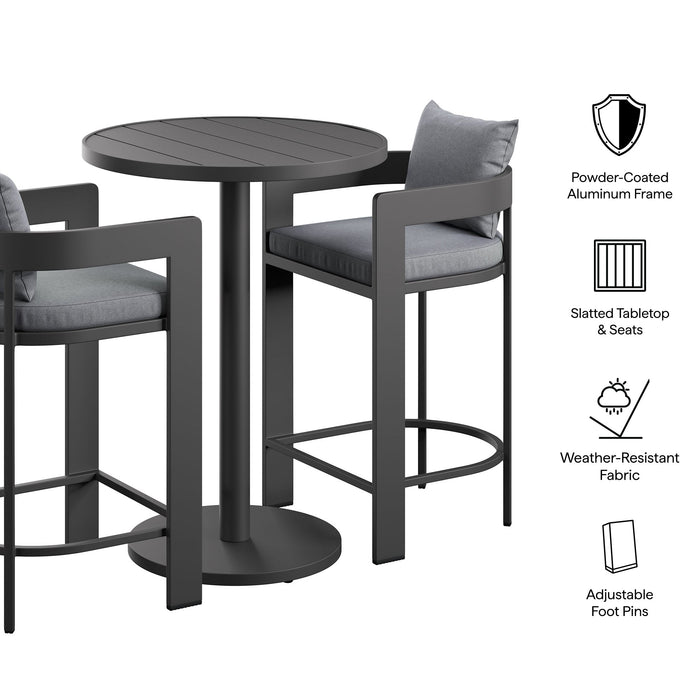 Tahoe 3-Piece Outdoor Aluminum Bar Set Gray