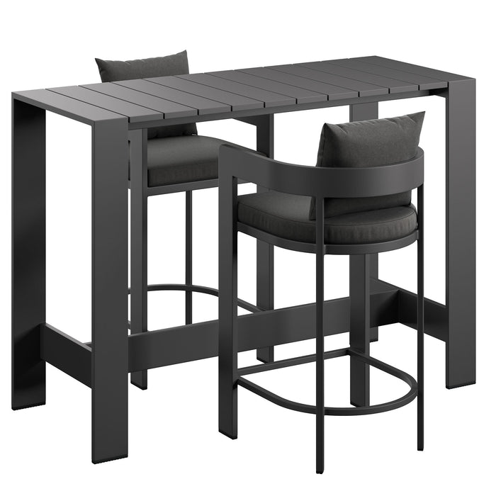 Tahoe 3-Piece Outdoor Aluminum Bar Table Set Charcoal