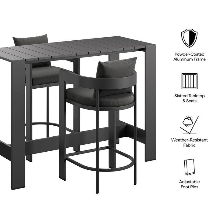 Tahoe 3-Piece Outdoor Aluminum Bar Table Set Charcoal