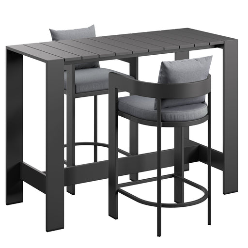 Tahoe 3-Piece Outdoor Aluminum Bar Table Set Gray