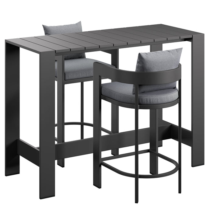 Tahoe 3-Piece Outdoor Aluminum Bar Table Set Gray
