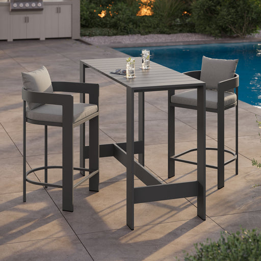 Tahoe 3-Piece Outdoor Aluminum Bar Table Set Gray