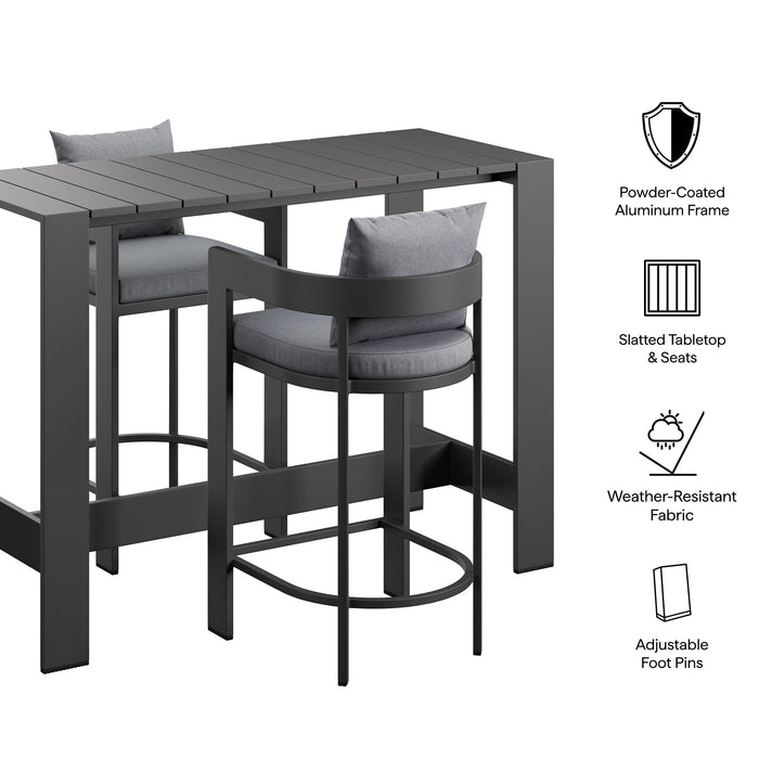 Tahoe 3-Piece Outdoor Aluminum Bar Table Set Gray