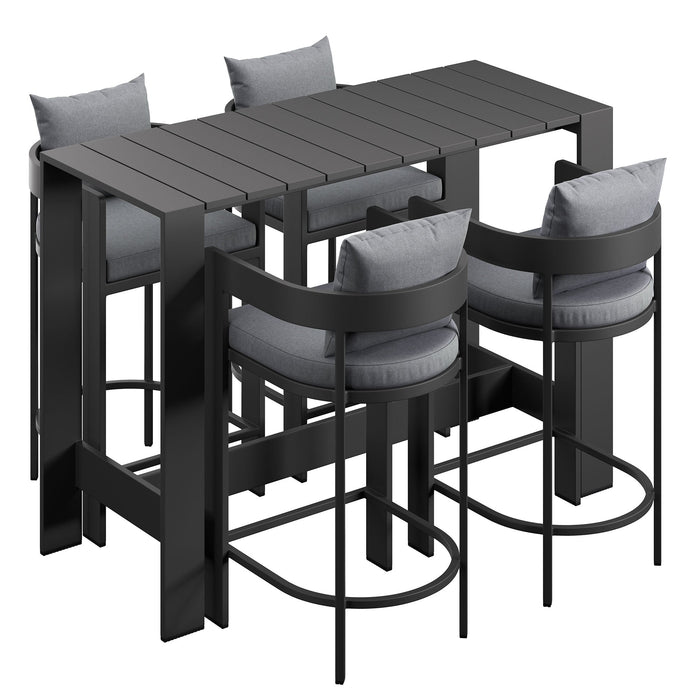 Tahoe 5-Piece Outdoor Bar Table Set Gray