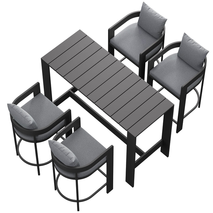 Tahoe 5-Piece Outdoor Bar Table Set Gray