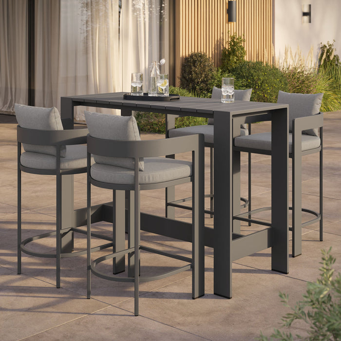 Tahoe 5-Piece Outdoor Bar Table Set Gray