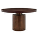 Annette 54 Inch Round Pedestal Base Dining Table Dark Walnut Burnished Brass