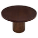 Annette 54 Inch Round Pedestal Base Dining Table Dark Walnut Burnished Brass