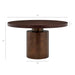 Annette 54 Inch Round Pedestal Base Dining Table Dark Walnut Burnished Brass