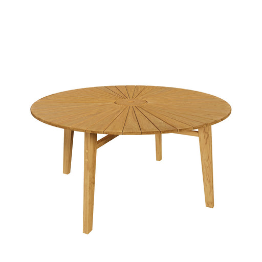 Cielo 59" Sunburst Outdoor Teak Dining Table Natural