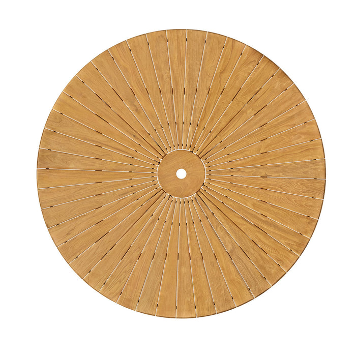 Cielo 59" Sunburst Outdoor Teak Dining Table Natural