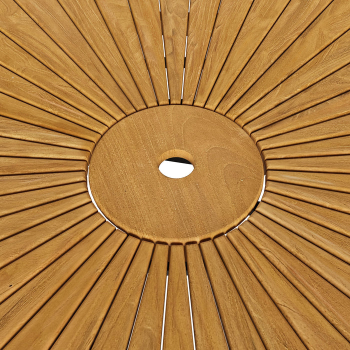 Cielo 59" Sunburst Outdoor Teak Dining Table Natural