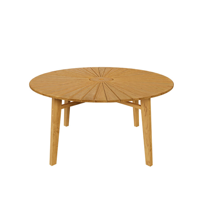Cielo 59" Sunburst Outdoor Teak Dining Table Natural