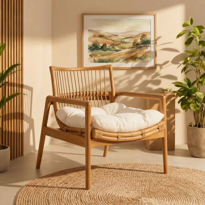 Tula Wood Rattan Lounge Chair Brown