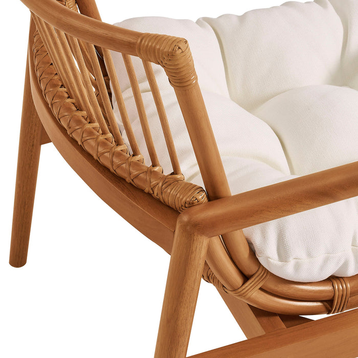 Tula Wood Rattan Lounge Chair Brown