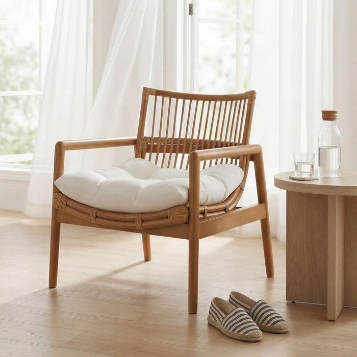 Tula Wood Rattan Lounge Chair Brown