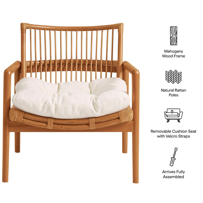 Tula Wood Rattan Lounge Chair Brown