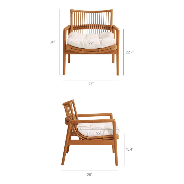 Tula Wood Rattan Lounge Chair Brown