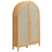 Calista 63 Inch Arched Storage Cabinet With Folding Desk Oak