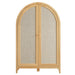 Calista 63 Inch Arched Storage Cabinet With Folding Desk Oak