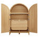Calista 63 Inch Arched Storage Cabinet With Folding Desk Oak