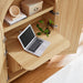 Calista 63 Inch Arched Storage Cabinet With Folding Desk Oak