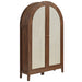 Calista 63 Inch Arched Storage Cabinet With Folding Desk Walnut