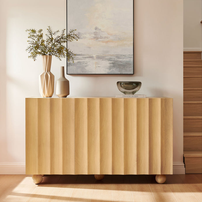 Sorren 54 Inch Scalloped Mango Wood Natural