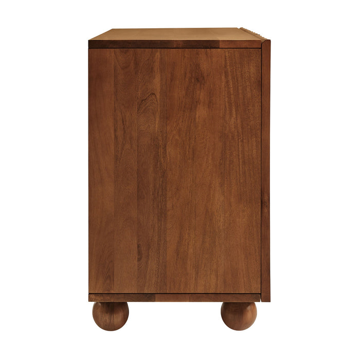 Sorren 54 Inch Scalloped Mango Wood Walnut