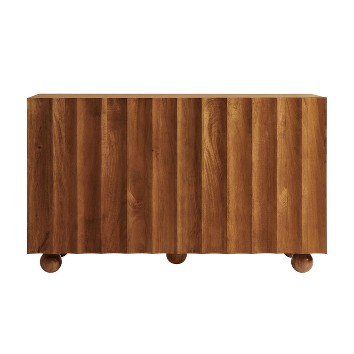 Sorren 54 Inch Scalloped Mango Wood Walnut