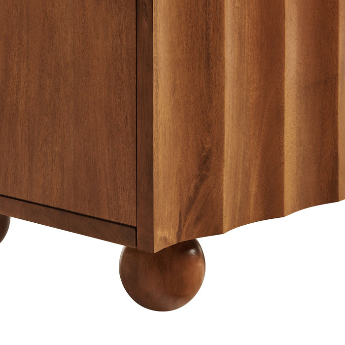 Sorren 54 Inch Scalloped Mango Wood Walnut