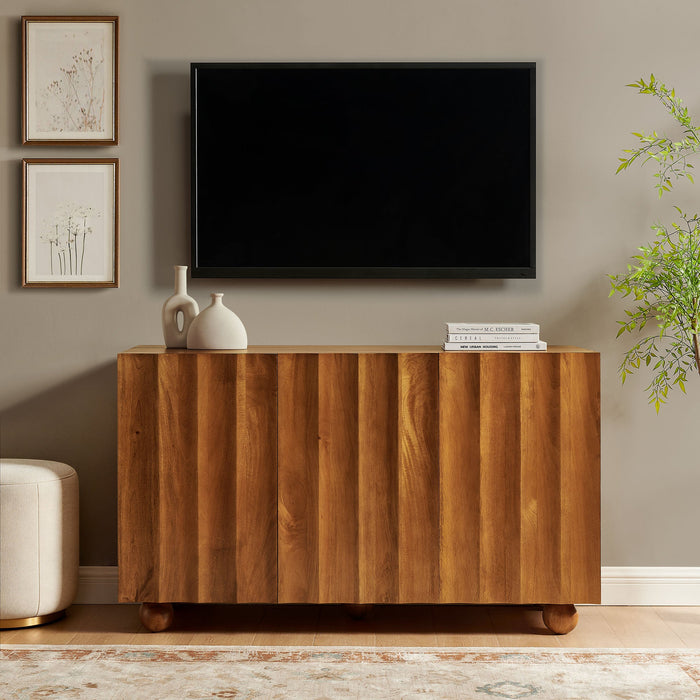 Sorren 54 Inch Scalloped Mango Wood Walnut
