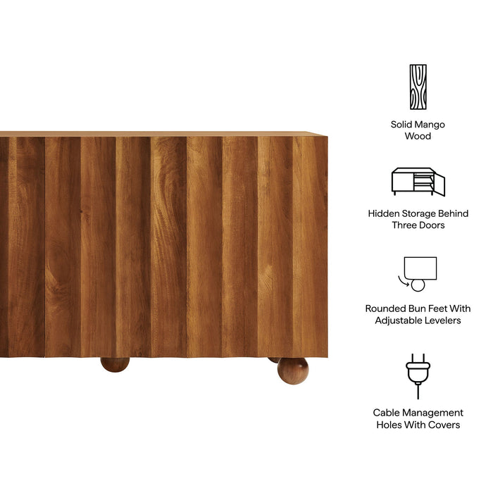Sorren 54 Inch Scalloped Mango Wood Walnut