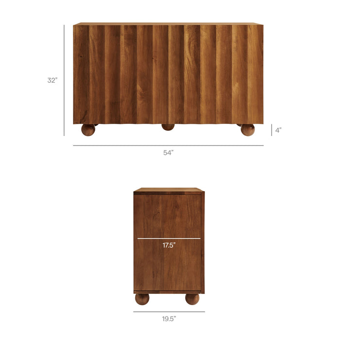 Sorren 54 Inch Scalloped Mango Wood Walnut