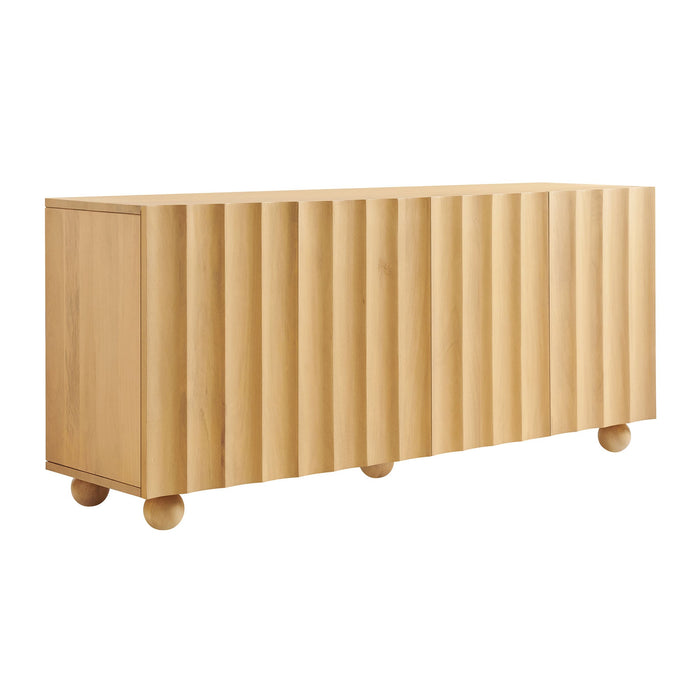Sorren 72 Inch Scalloped Wood 4-Door Sideboard Natural