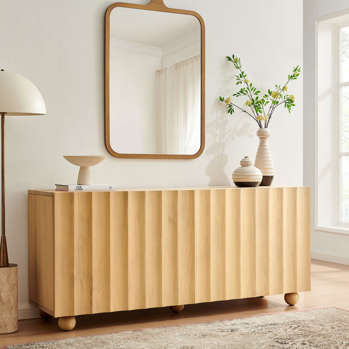 Sorren 72 Inch Scalloped Wood 4-Door Sideboard Natural