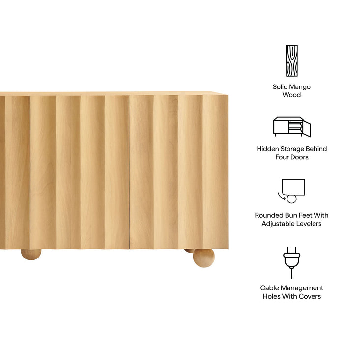 Sorren 72 Inch Scalloped Wood 4-Door Sideboard Natural