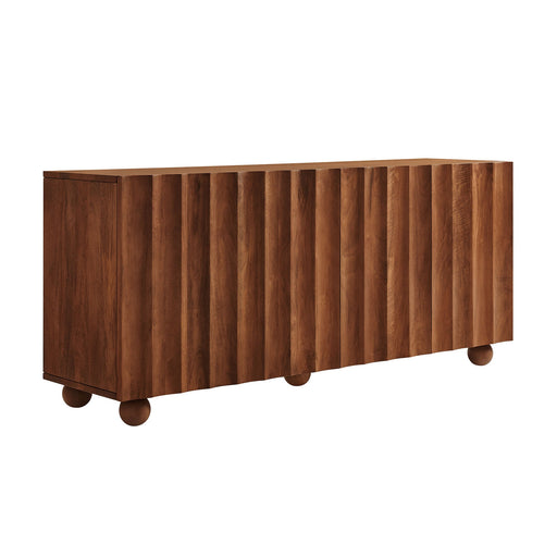 Sorren 72 Inch Scalloped Wood 4-Door Sideboard Walnut